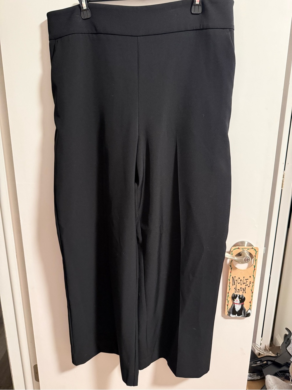 Nine West Black Wide-Leg Pull-On Pants